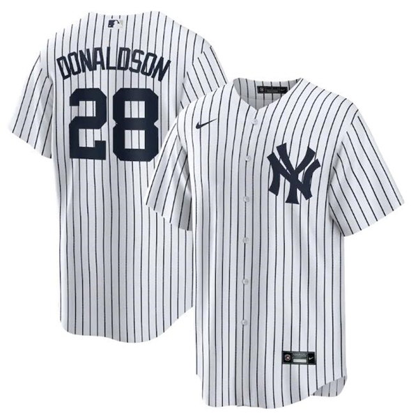 Men's New York Yankees #28 Josh Donaldson White Cool Base Stitched Baseball Jersey